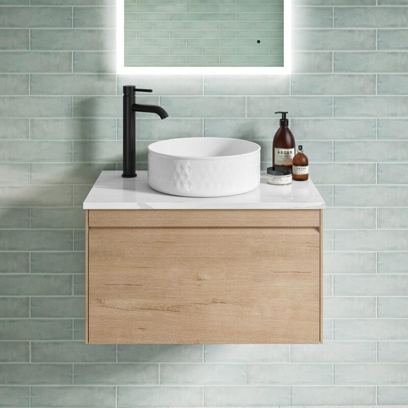 Porto Freestanding Ceramic Basin with Geometric Texture - Image 3