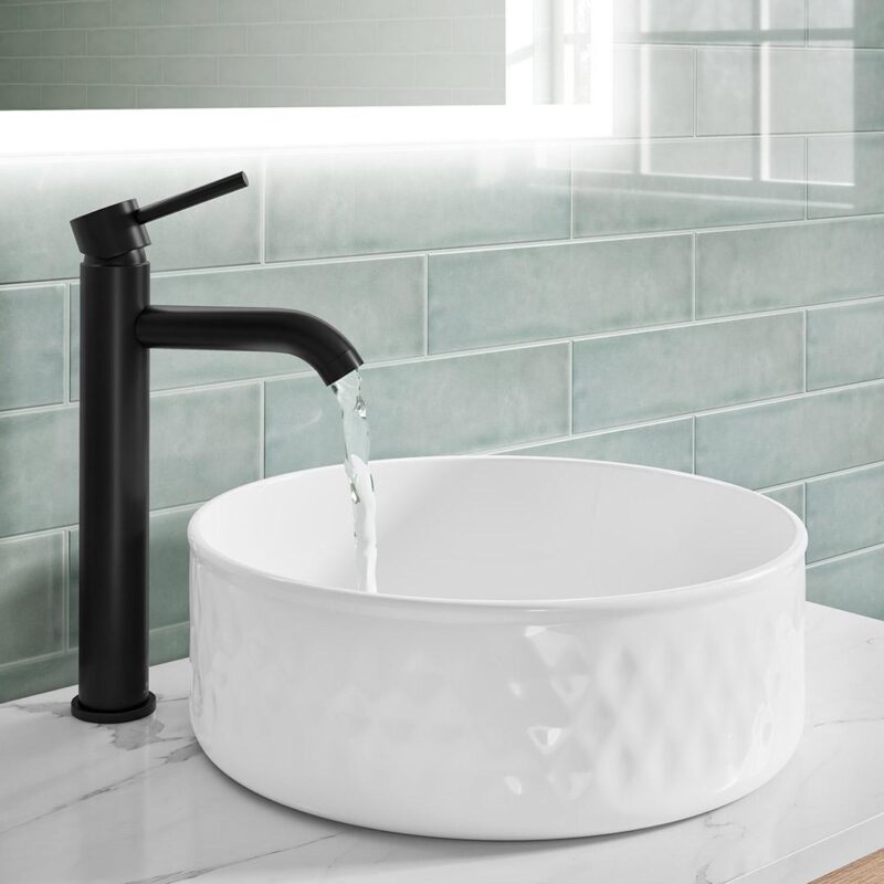 Porto Freestanding Ceramic Basin with Geometric Texture - Image 2