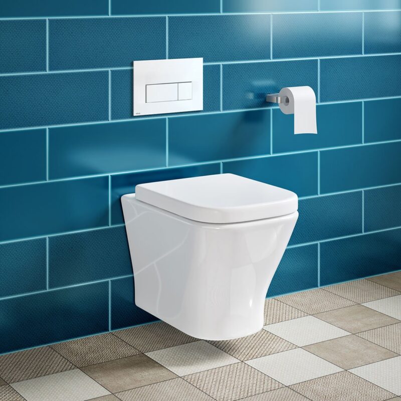 Brant Wall Hung Rimless Toilet Pan & Square Soft Close Seat - Image 2