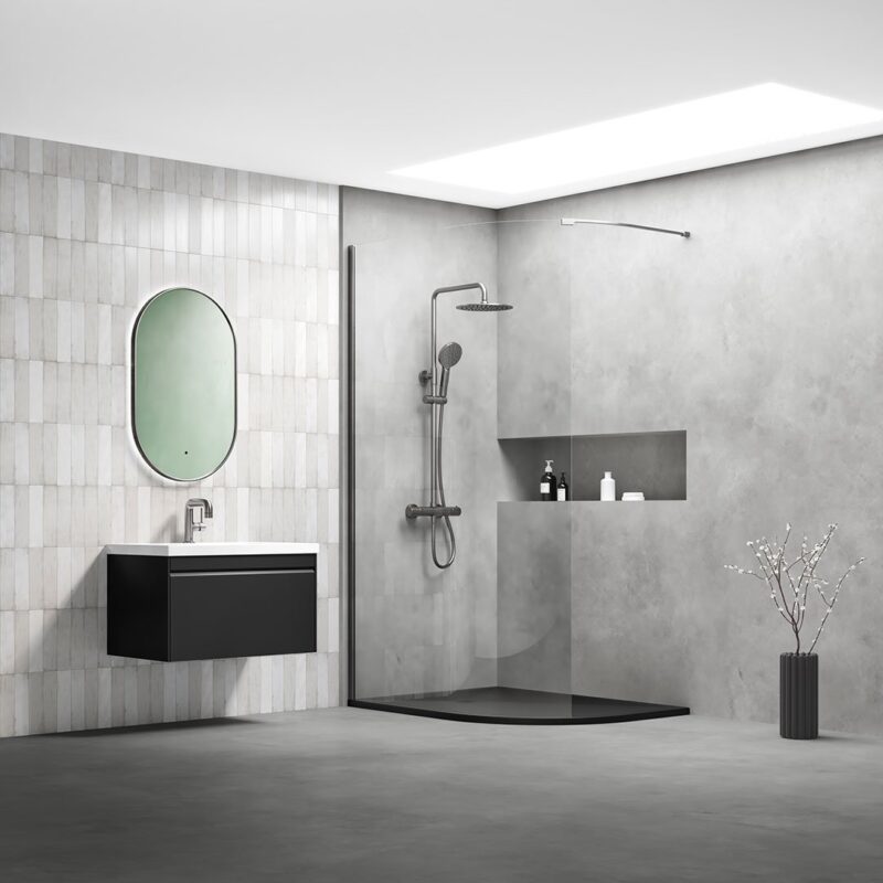 Emmi Curved Wetroom Panel Profile & Bracing Bar Kit Gun Metal