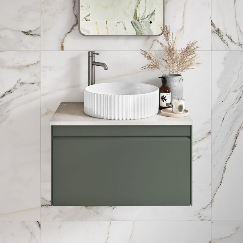 Faro Freestanding Ceramic Basin with Fluted Texture - Image 3